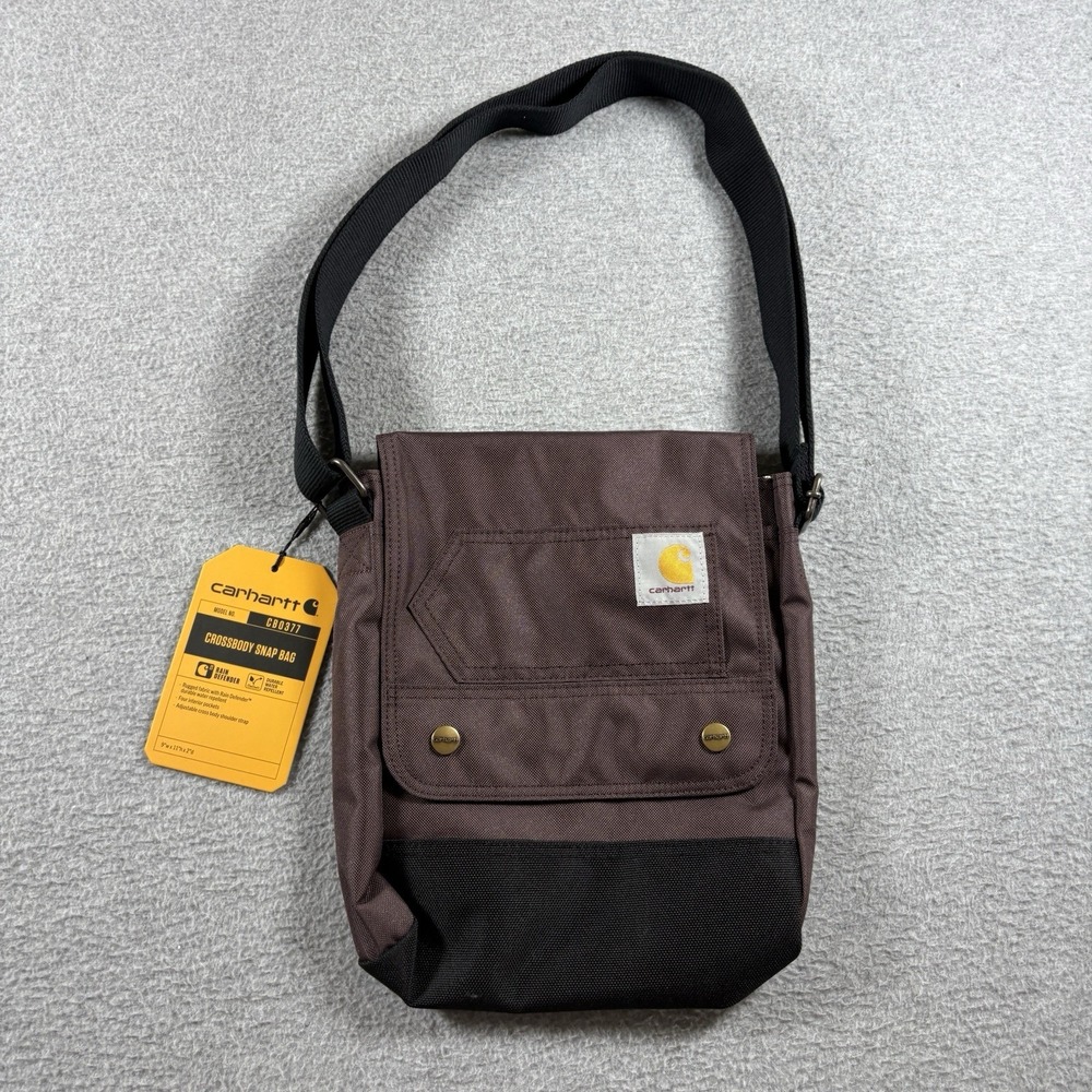 Carhartt Crossbody Snap Bag Rain Defender Shoulder Sling Travel Pouch NWT Brown